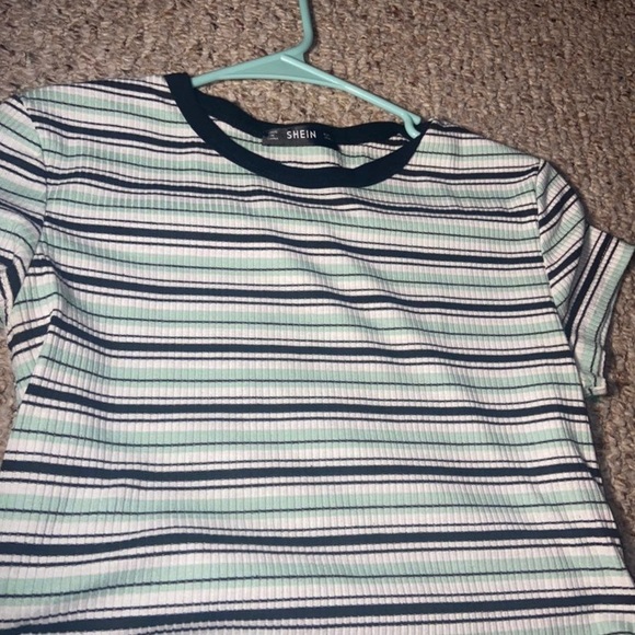 Mint and black striped crop top - Picture 1 of 2